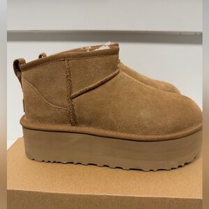 Ugg Women's chestnut suede ultra mini platform boots